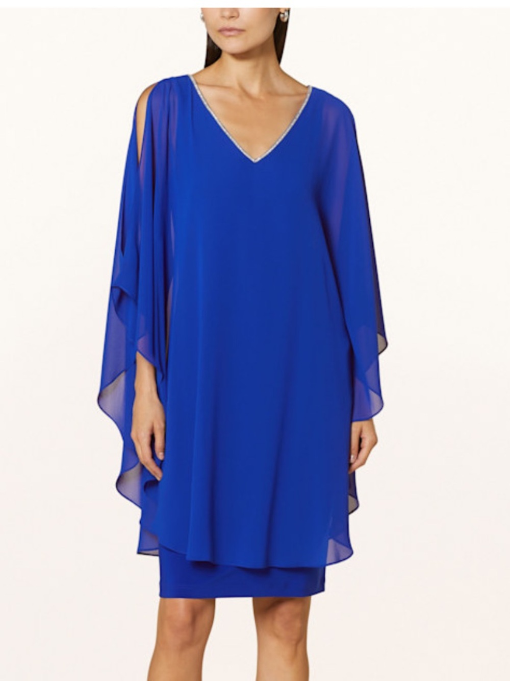 Joseph Ribkoff Royal Blue Sheer Layered Mini Dress